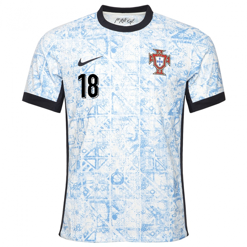 Niño Camiseta Portugal Andre Gomes #18 Crema Azul 2ª Equipación 24-26 La Camisa Perú