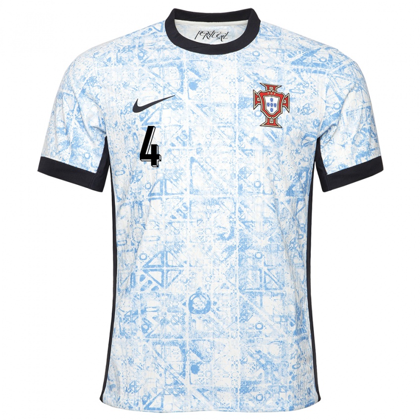 Niño Camiseta Portugal Ricardo Ribeiro #4 Crema Azul 2ª Equipación 24-26 La Camisa Perú