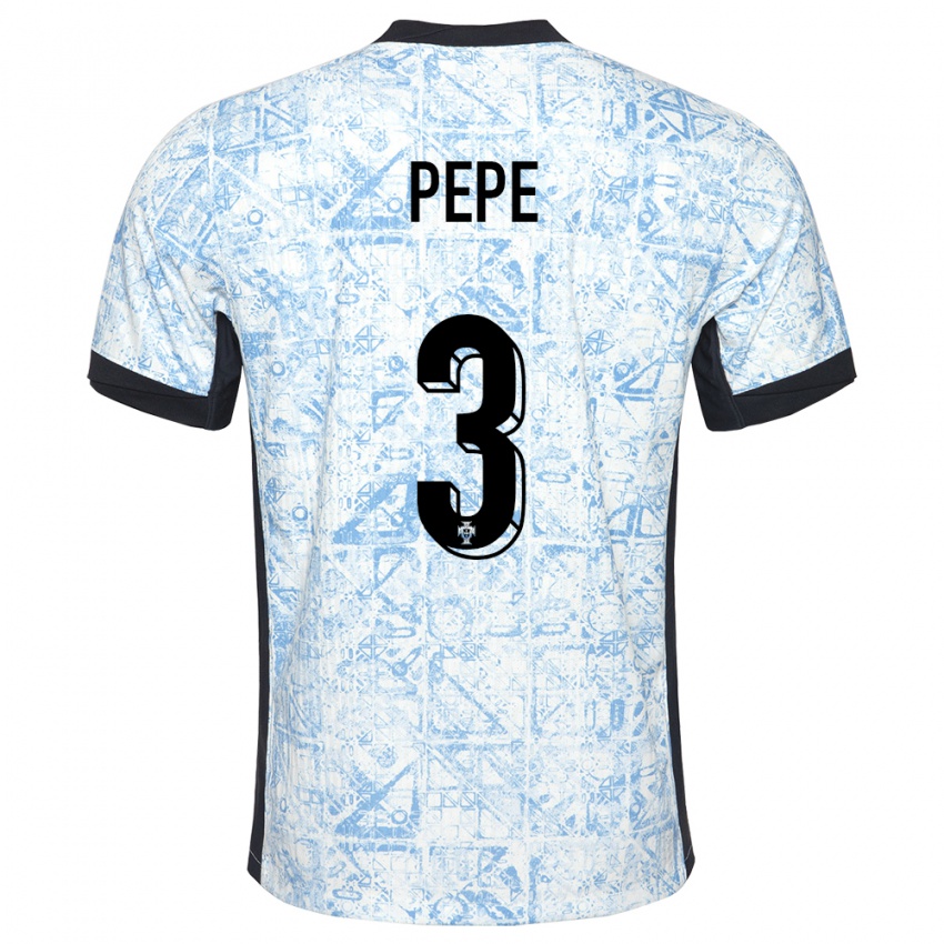 Niño Camiseta Portugal Pepe #3 Crema Azul 2ª Equipación 24-26 La Camisa Perú