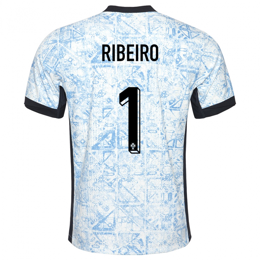 Niño Camiseta Portugal Goncalo Ribeiro #1 Crema Azul 2ª Equipación 24-26 La Camisa Perú