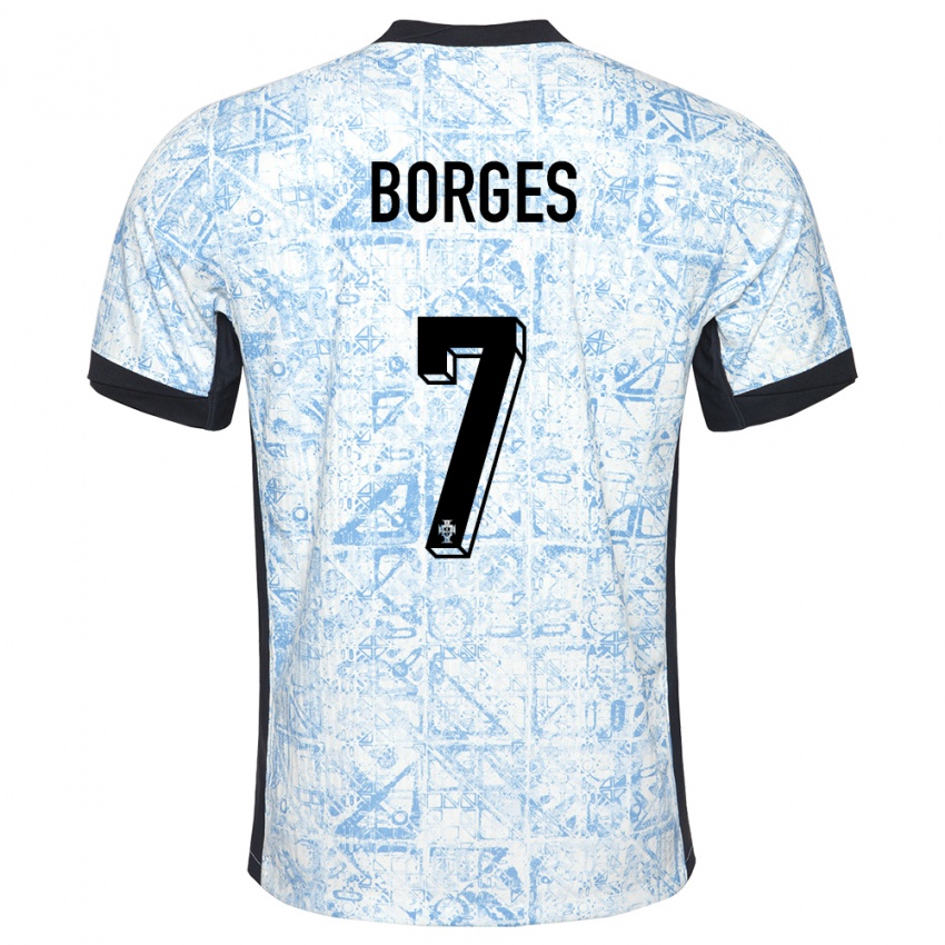 Niño Camiseta Portugal Carlos Borges #7 Crema Azul 2ª Equipación 24-26 La Camisa Perú