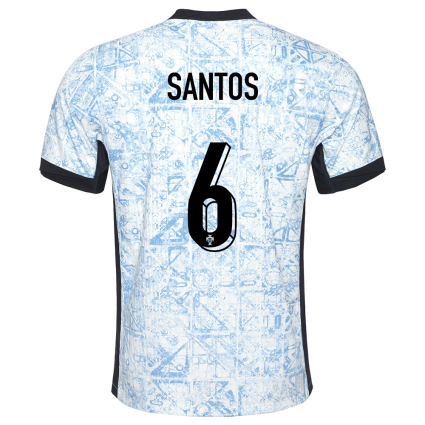 Niño Camiseta Portugal Vasco Santos #6 Crema Azul 2ª Equipación 24-26 La Camisa Perú