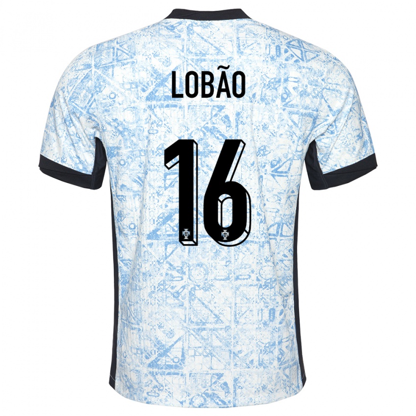 Niño Camiseta Portugal Diogo Lobao #16 Crema Azul 2ª Equipación 24-26 La Camisa Perú