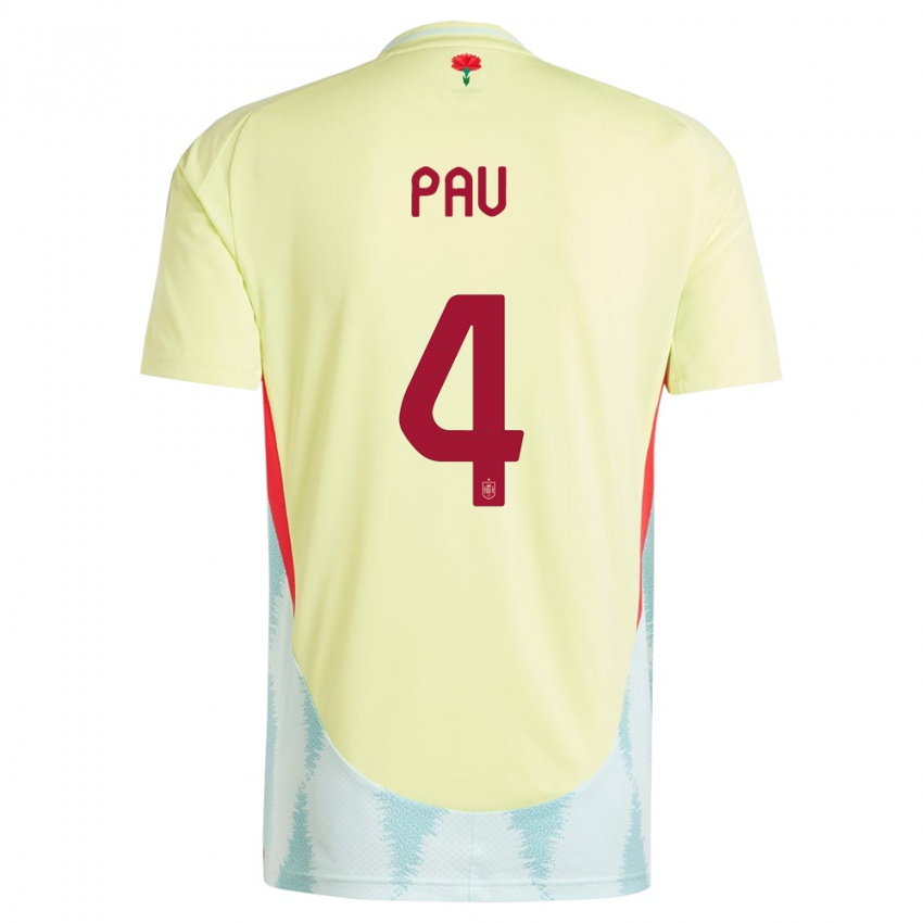 Niño Camiseta España Pau Torres #4 Amarillo 2ª Equipación 24-26 La Camisa Perú