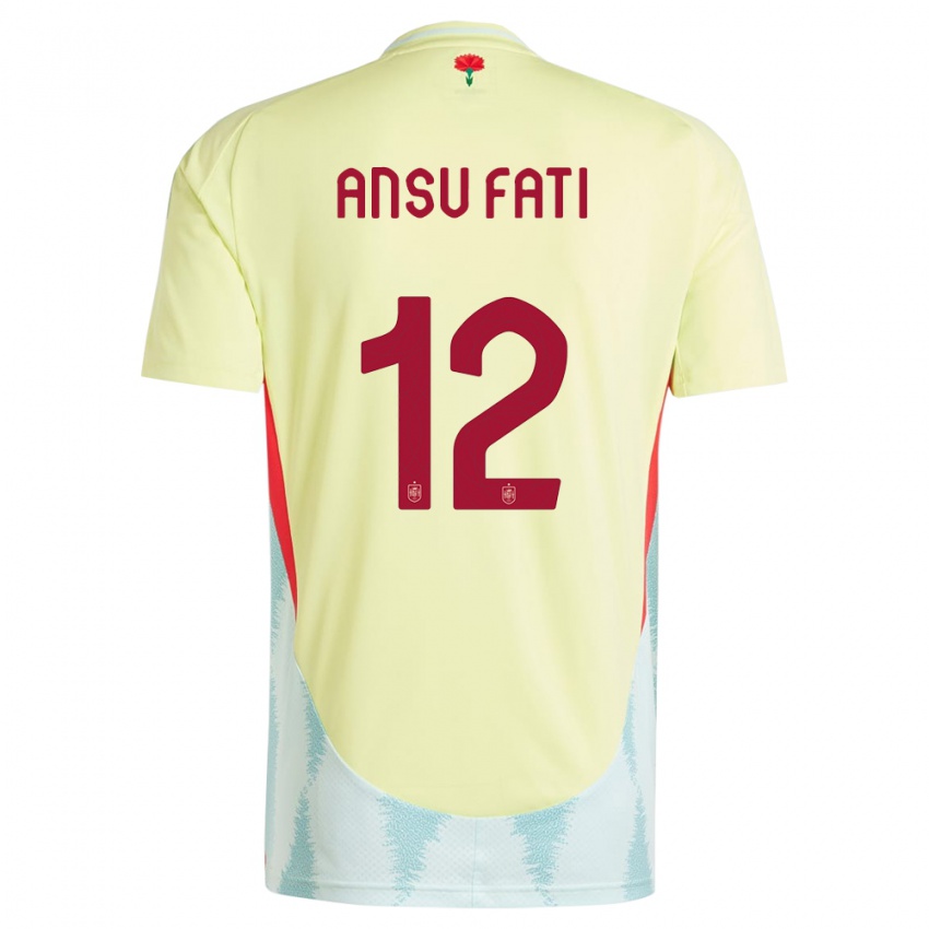 Niño Camiseta España Ansu Fati #12 Amarillo 2ª Equipación 24-26 La Camisa Perú