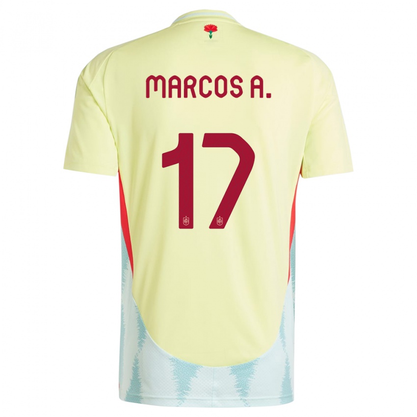 Niño Camiseta España Marcos Alonso #17 Amarillo 2ª Equipación 24-26 La Camisa Perú