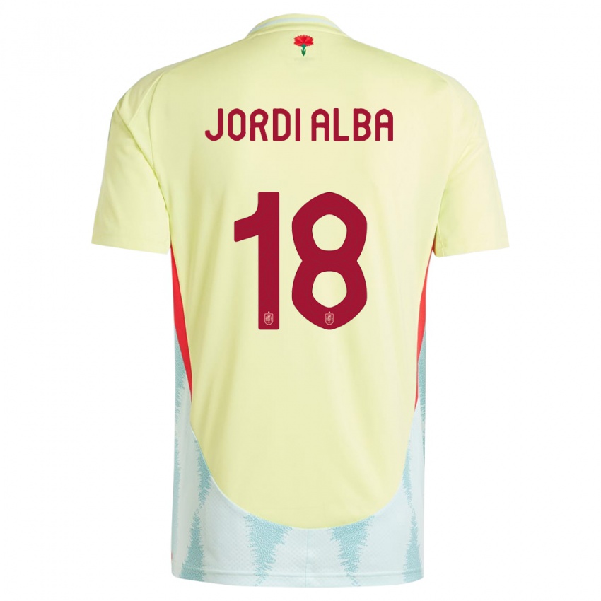 Niño Camiseta España Jordi Alba #18 Amarillo 2ª Equipación 24-26 La Camisa Perú