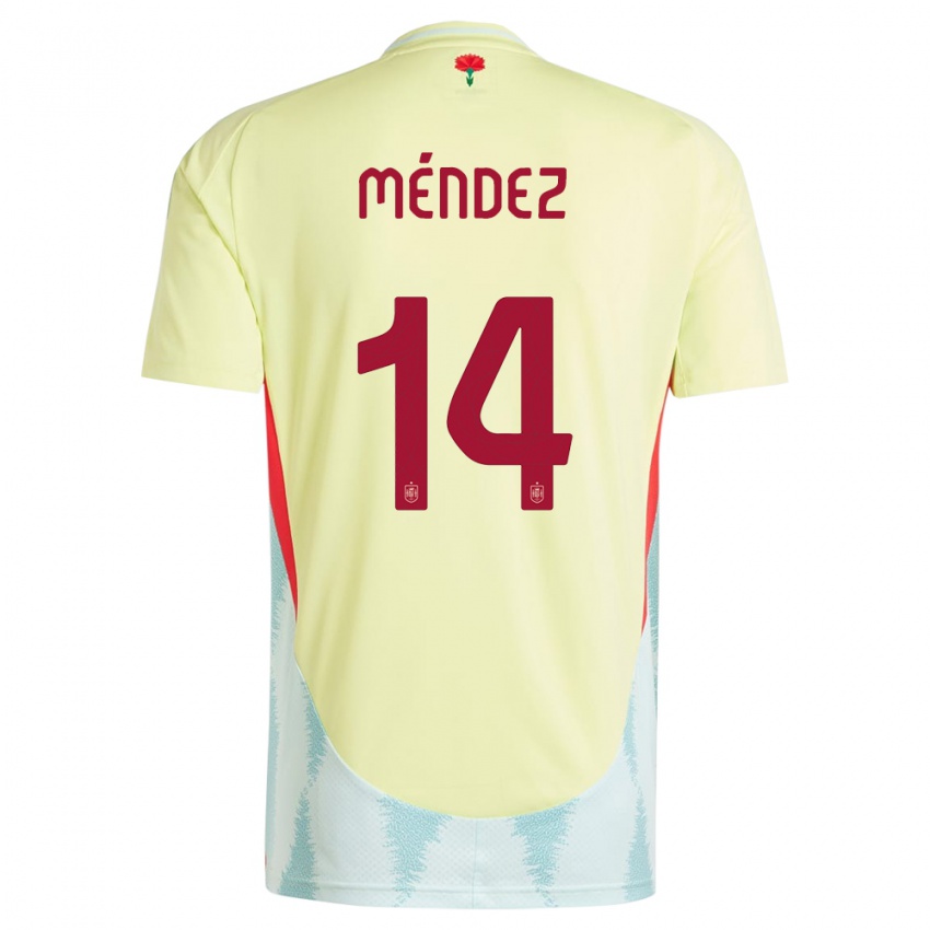 Niño Camiseta España Maria Mendez #14 Amarillo 2ª Equipación 24-26 La Camisa Perú