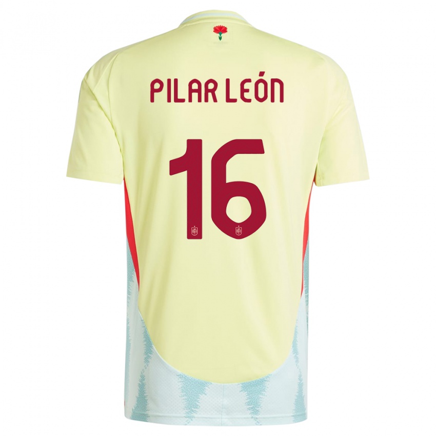 Niño Camiseta España Maria Pilar Leon #16 Amarillo 2ª Equipación 24-26 La Camisa Perú