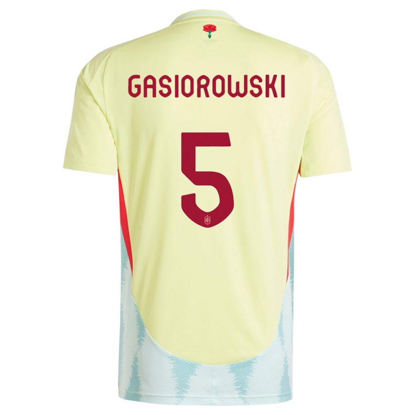 Niño Camiseta España Yarek Gasiorowski #5 Amarillo 2ª Equipación 24-26 La Camisa Perú