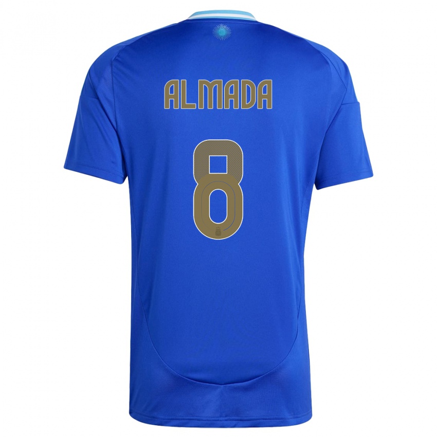 Niño Camiseta Argentina Thiago Almada #8 Azul 2ª Equipación 24-26 La Camisa Perú