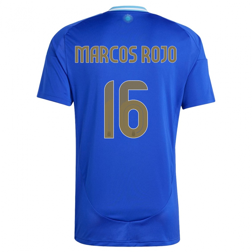 Niño Camiseta Argentina Marcos Rojo #16 Azul 2ª Equipación 24-26 La Camisa Perú