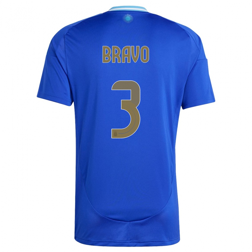 Niño Camiseta Argentina Claudio Bravo #3 Azul 2ª Equipación 24-26 La Camisa Perú