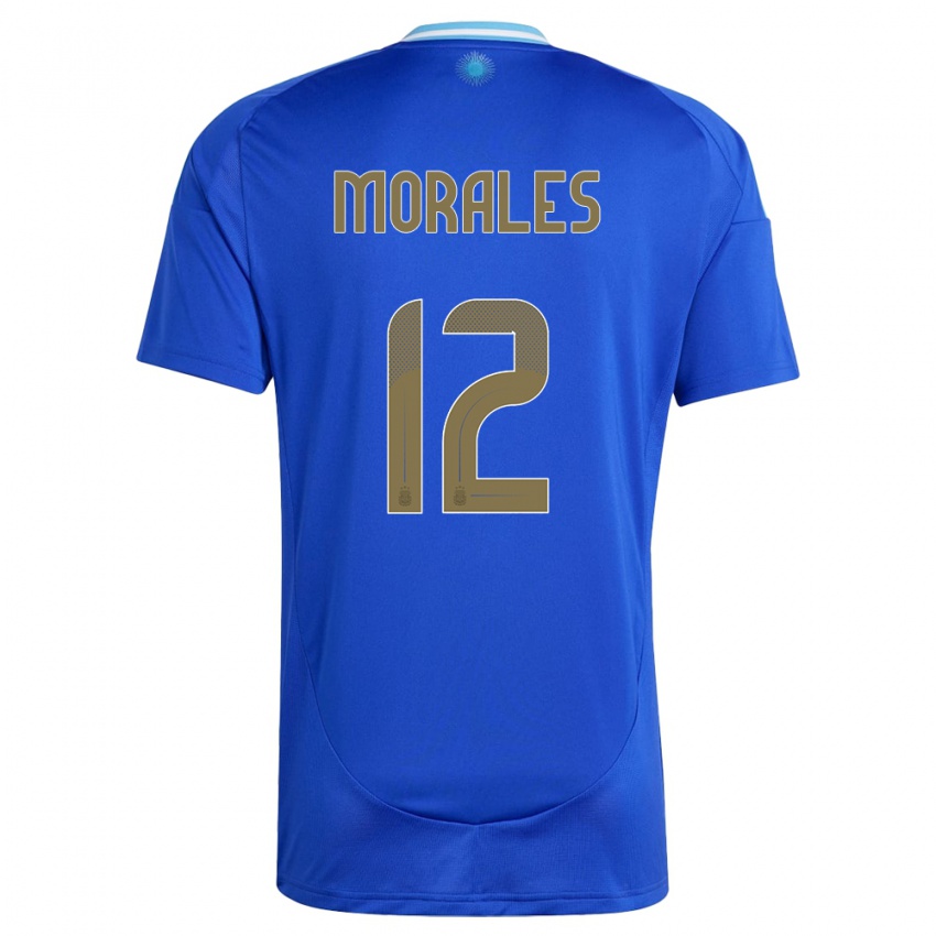 Niño Camiseta Argentina Lautaro Morales #12 Azul 2ª Equipación 24-26 La Camisa Perú