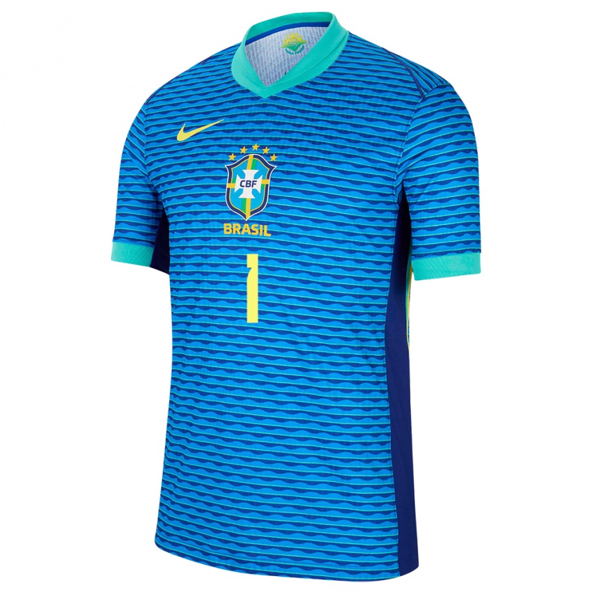 Niño Camiseta Brasil Alisson #1 Azul 2ª Equipación 24-26 La Camisa Perú