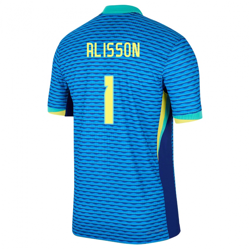 Niño Camiseta Brasil Alisson #1 Azul 2ª Equipación 24-26 La Camisa Perú