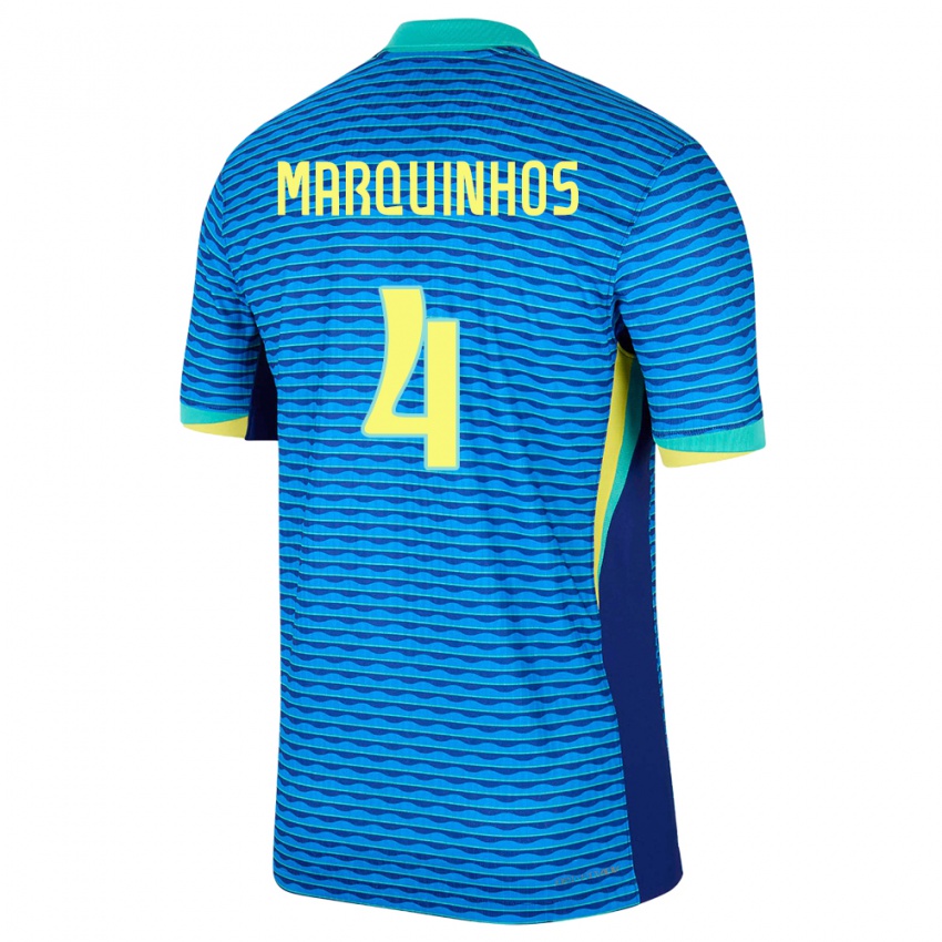 Niño Camiseta Brasil Marquinhos #4 Azul 2ª Equipación 24-26 La Camisa Perú