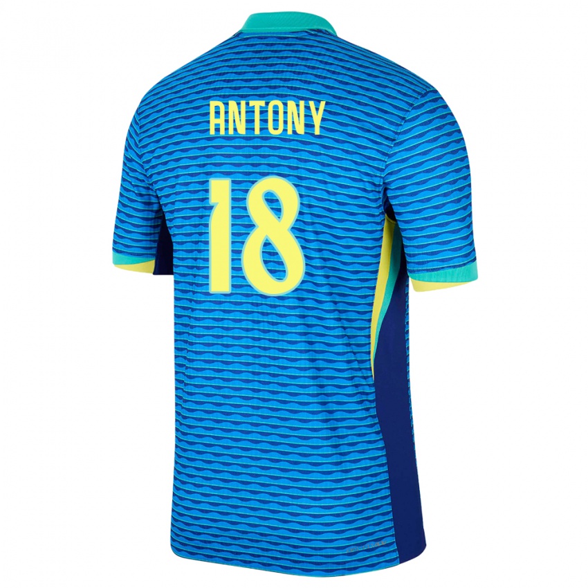 Niño Camiseta Brasil Antony #18 Azul 2ª Equipación 24-26 La Camisa Perú