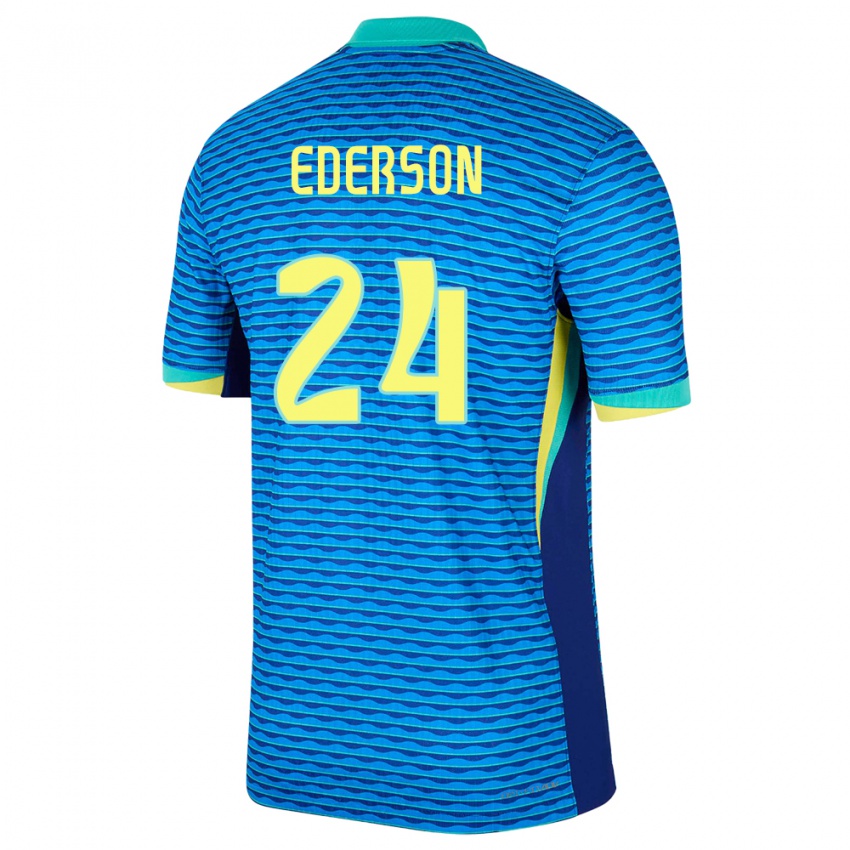 Niño Camiseta Brasil Ederson #24 Azul 2ª Equipación 24-26 La Camisa Perú