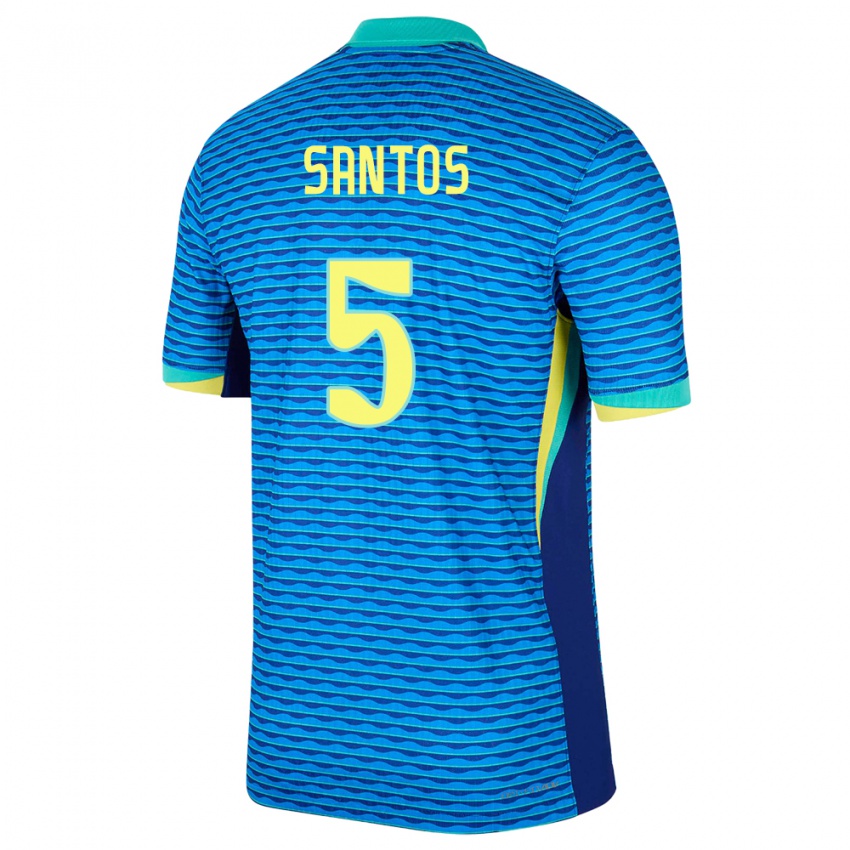 Niño Camiseta Brasil Andrey Santos #5 Azul 2ª Equipación 24-26 La Camisa Perú