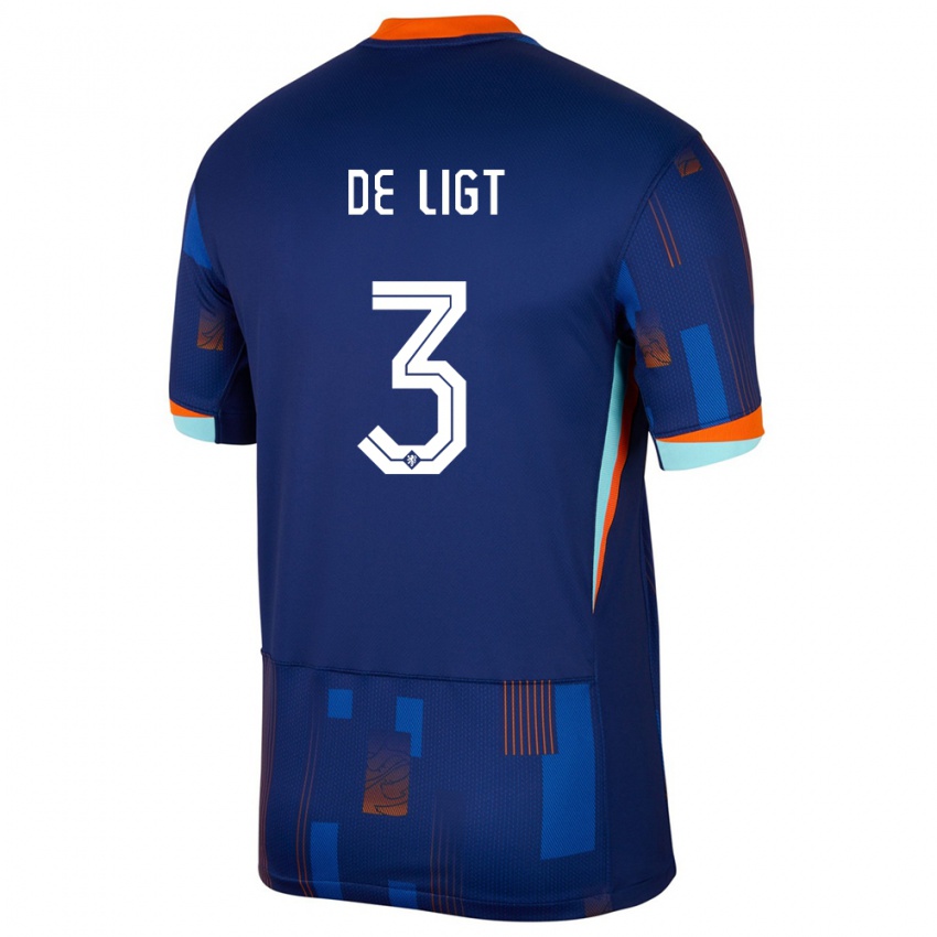 Niño Camiseta Países Bajos Matthijs De Ligt #3 Azul 2ª Equipación 24-26 La Camisa Perú