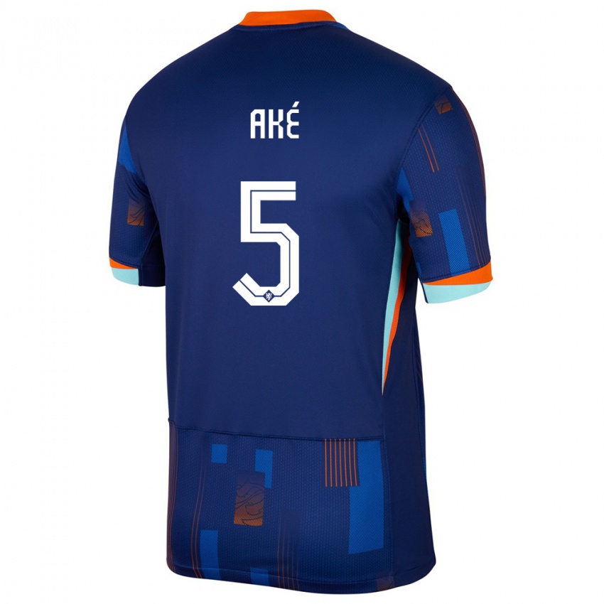 Niño Camiseta Países Bajos Nathan Ake #5 Azul 2ª Equipación 24-26 La Camisa Perú