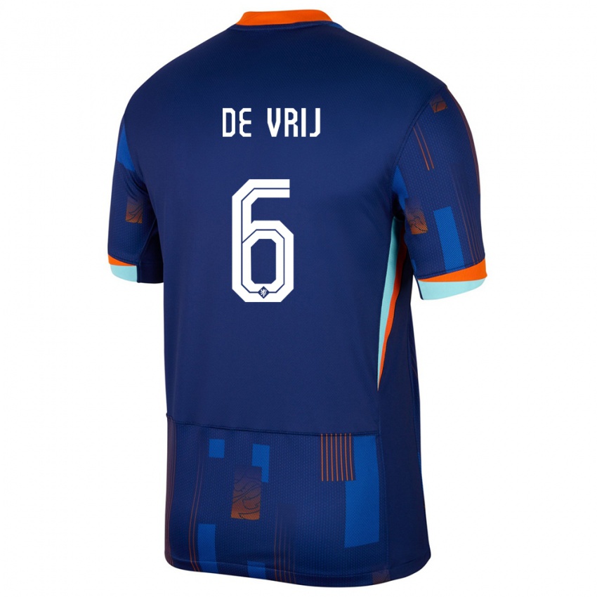 Niño Camiseta Países Bajos Stefan De Vrij #6 Azul 2ª Equipación 24-26 La Camisa Perú