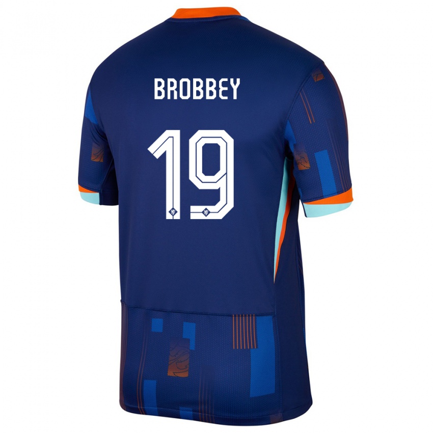 Niño Camiseta Países Bajos Brian Brobbey #19 Azul 2ª Equipación 24-26 La Camisa Perú