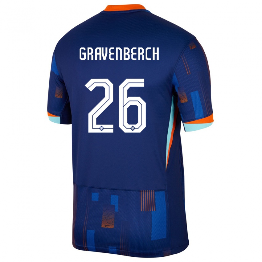 Niño Camiseta Países Bajos Ryan Gravenberch #26 Azul 2ª Equipación 24-26 La Camisa Perú