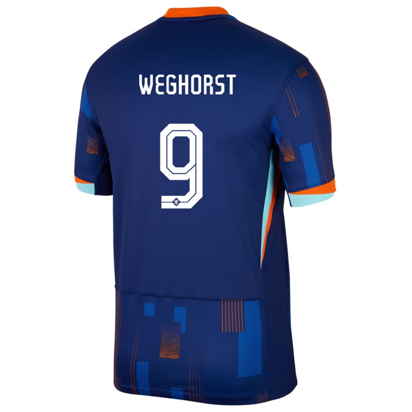 Niño Camiseta Países Bajos Wout Weghorst #9 Azul 2ª Equipación 24-26 La Camisa Perú
