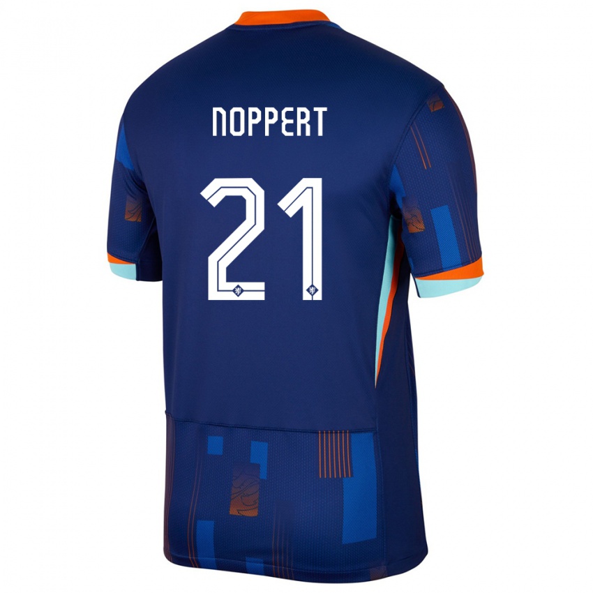 Niño Camiseta Países Bajos Andries Noppert #21 Azul 2ª Equipación 24-26 La Camisa Perú