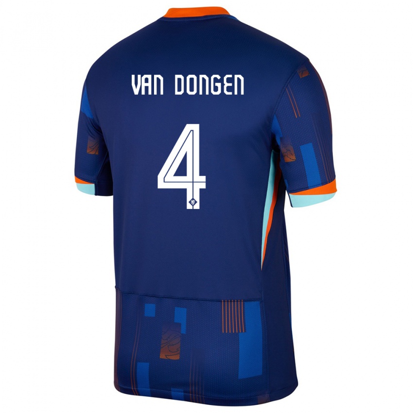 Niño Camiseta Países Bajos Merel Van Dongen #4 Azul 2ª Equipación 24-26 La Camisa Perú