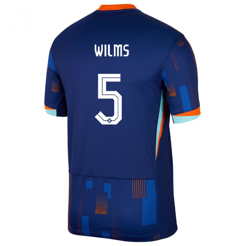 Niño Camiseta Países Bajos Lynn Wilms #5 Azul 2ª Equipación 24-26 La Camisa Perú