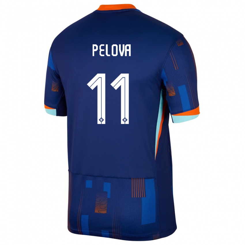 Niño Camiseta Países Bajos Victoria Pelova #11 Azul 2ª Equipación 24-26 La Camisa Perú