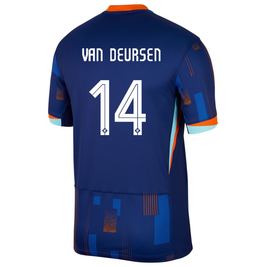 Niño Camiseta Países Bajos Eva Van Deursen #14 Azul 2ª Equipación 24-26 La Camisa Perú