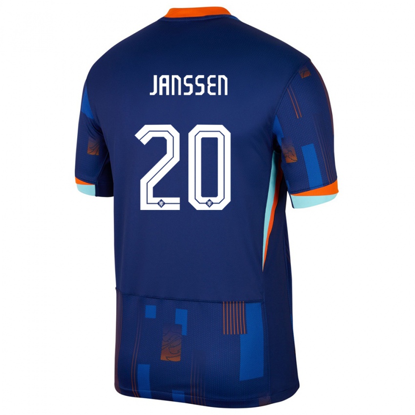 Niño Camiseta Países Bajos Dominique Janssen #20 Azul 2ª Equipación 24-26 La Camisa Perú