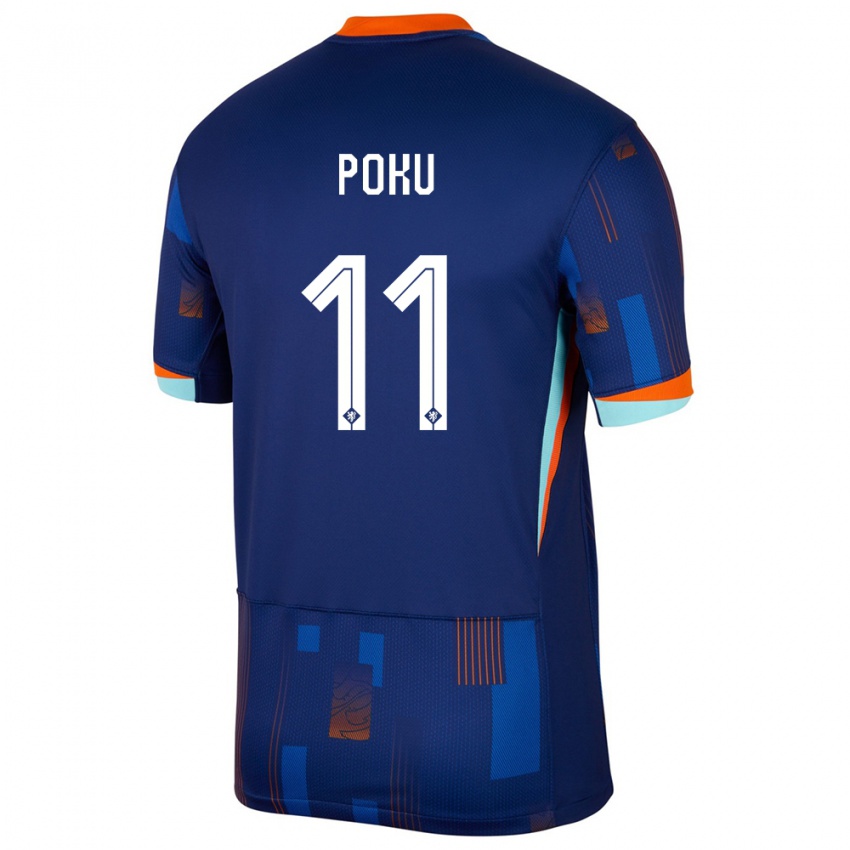 Niño Camiseta Países Bajos Ernest Poku #11 Azul 2ª Equipación 24-26 La Camisa Perú