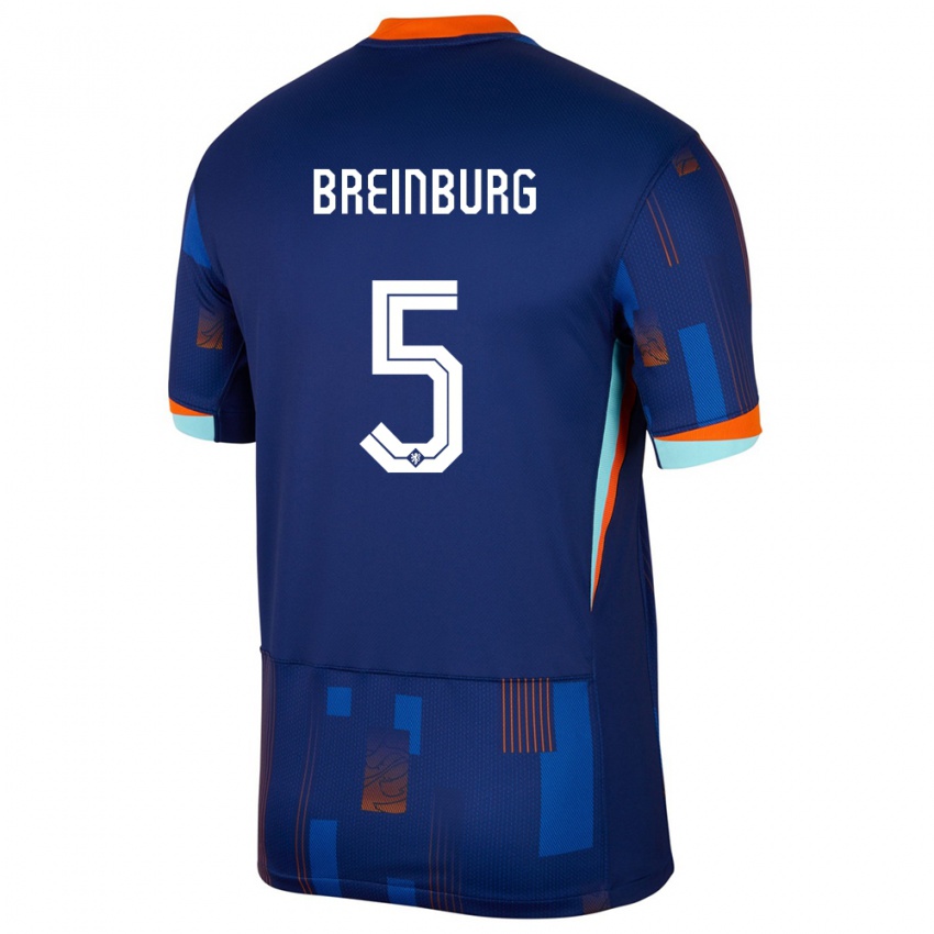 Niño Camiseta Países Bajos Rainey Breinburg #5 Azul 2ª Equipación 24-26 La Camisa Perú