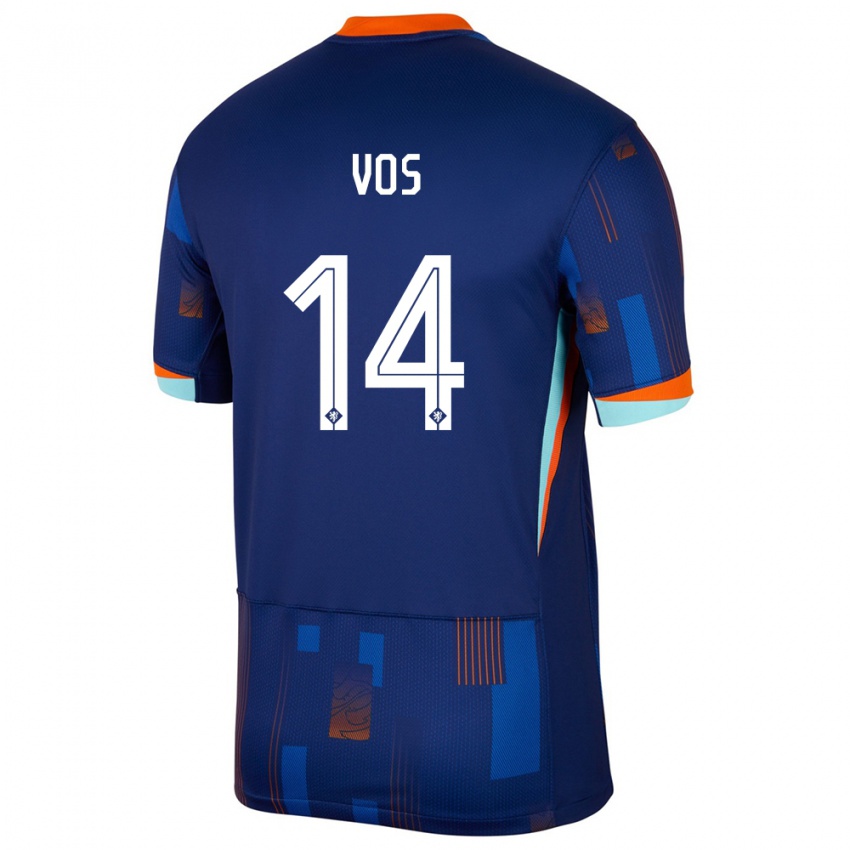 Niño Camiseta Países Bajos Silvano Vos #14 Azul 2ª Equipación 24-26 La Camisa Perú