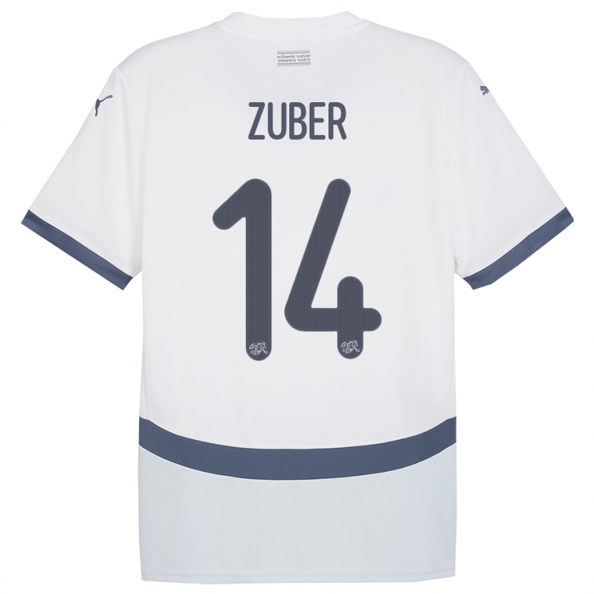 Niño Camiseta Suiza Steven Zuber #14 Blanco 2ª Equipación 24-26 La Camisa Perú