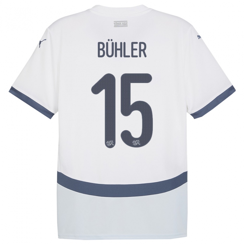 Niño Camiseta Suiza Luana Buhler #15 Blanco 2ª Equipación 24-26 La Camisa Perú