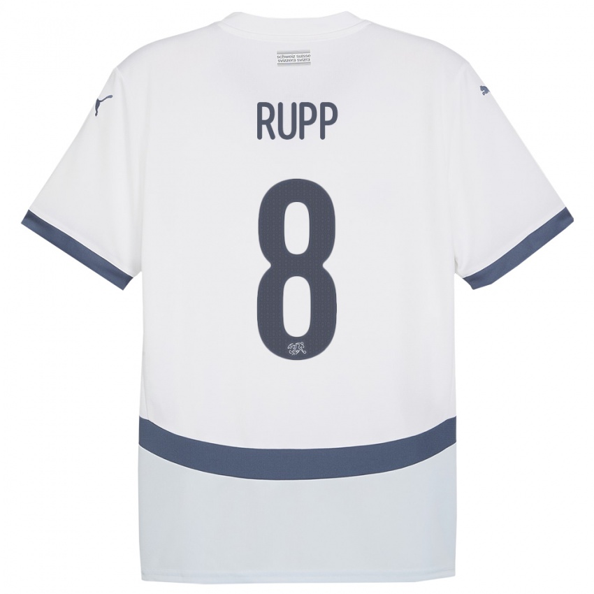 Niño Camiseta Suiza Noah Rupp #8 Blanco 2ª Equipación 24-26 La Camisa Perú