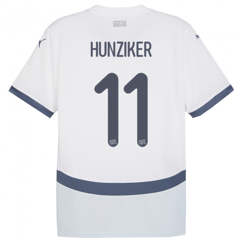 Niño Camiseta Suiza Andrin Hunziker #11 Blanco 2ª Equipación 24-26 La Camisa Perú