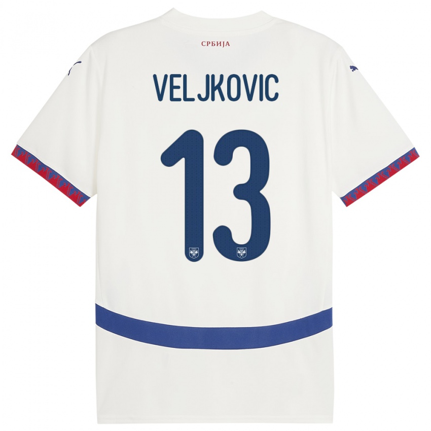 Niño Camiseta Serbia Milos Veljkovic #13 Blanco 2ª Equipación 24-26 La Camisa Perú