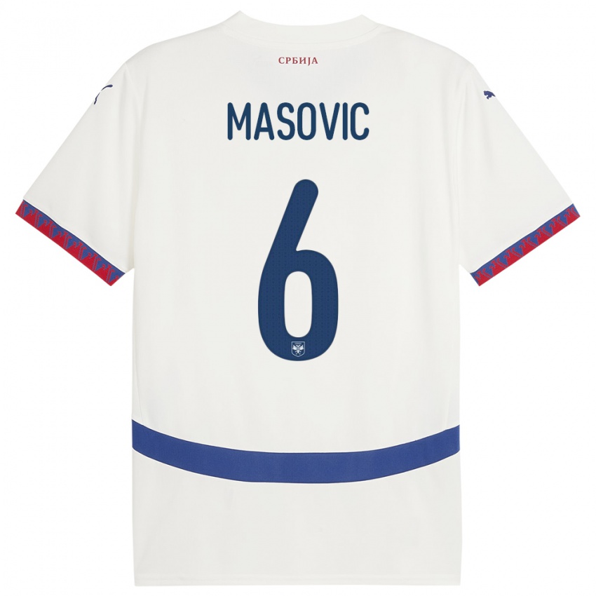 Niño Camiseta Serbia Erhan Masovic #6 Blanco 2ª Equipación 24-26 La Camisa Perú