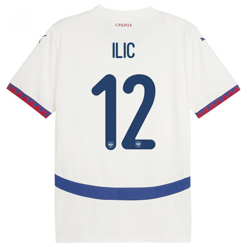 Niño Camiseta Serbia Marko Ilic #12 Blanco 2ª Equipación 24-26 La Camisa Perú