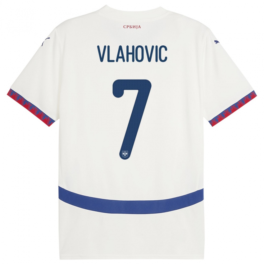 Niño Camiseta Serbia Dusan Vlahovic #7 Blanco 2ª Equipación 24-26 La Camisa Perú