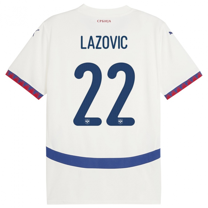 Niño Camiseta Serbia Darko Lazovic #22 Blanco 2ª Equipación 24-26 La Camisa Perú