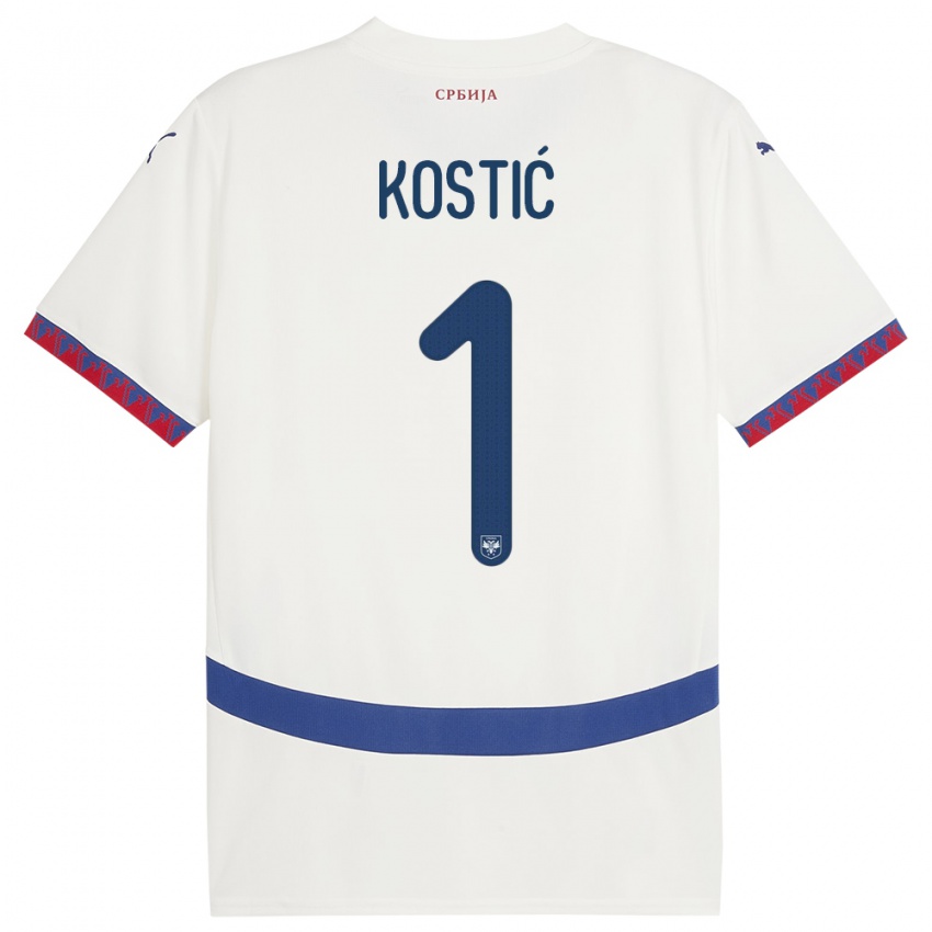 Niño Camiseta Serbia Milica Kostic #1 Blanco 2ª Equipación 24-26 La Camisa Perú