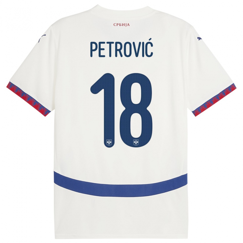 Niño Camiseta Serbia Emilija Petrovic #18 Blanco 2ª Equipación 24-26 La Camisa Perú